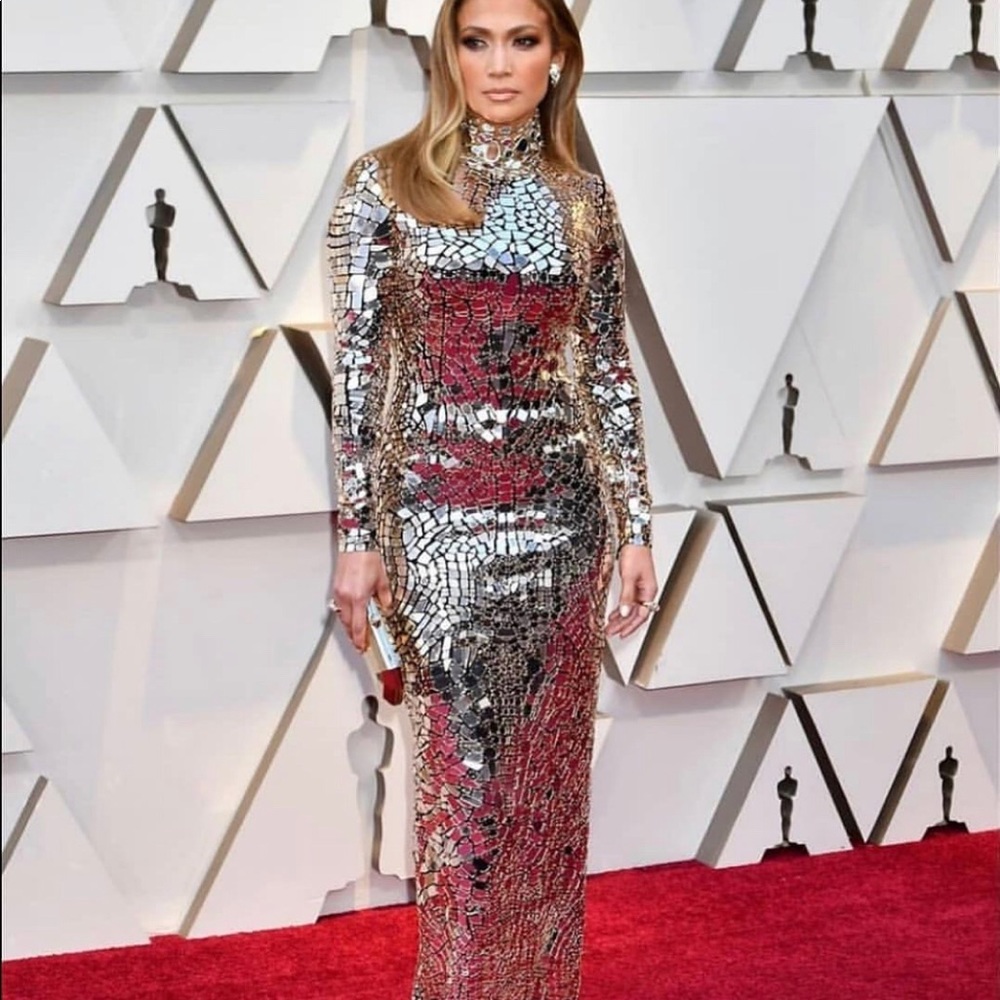 Mirror Sequin Silver Dress Gown